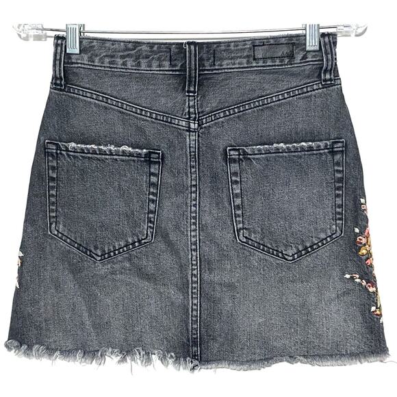 Abercrombie Denim Jean Skirt 24 Fairy Grunge Floral Whimsigoth Distressed Boho - Picture 2 of 9